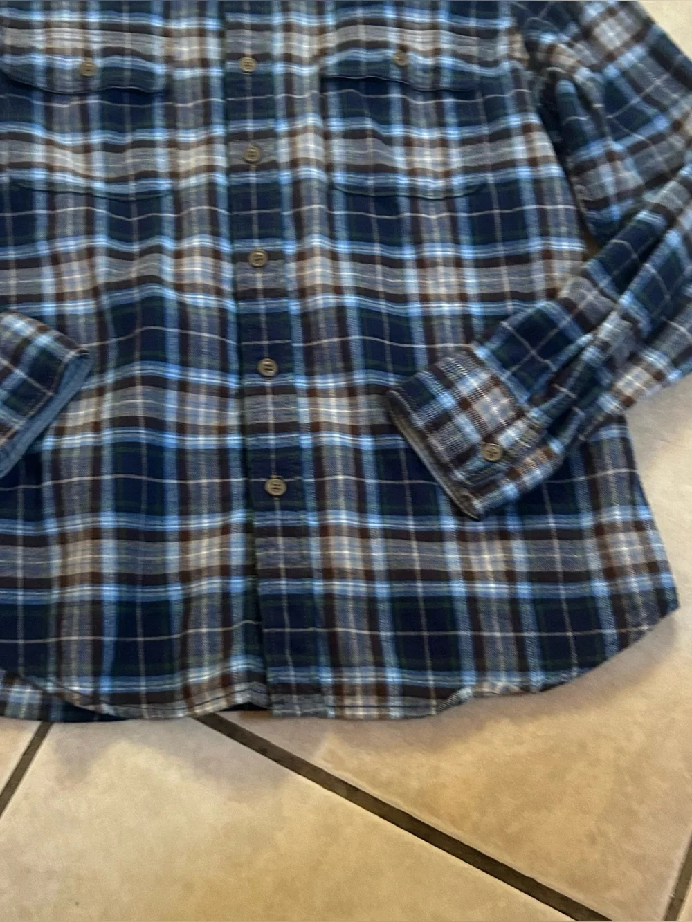 Gap Jeans 1969 Mens L Vintage Y2K Plaid Flannel Button Down Shirt Blue Cotton
